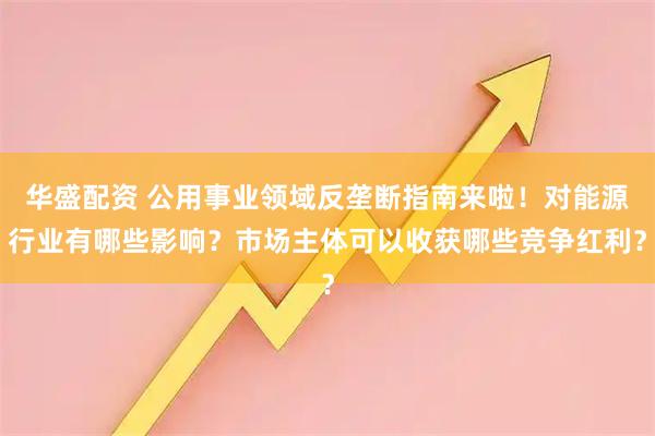 华盛配资 公用事业领域反垄断指南来啦！对能源行业有哪些影响？市场主体可以收获哪些竞争红利？
